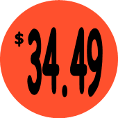 "$34.49" Price Sticker / Labels with 500 large 1-1/8" Round (Red) labels per roll from $5.59* EA in 5 Pack.