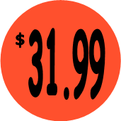 "$31.99" Price Sticker / Labels with 500 large 1-1/8" Round (Red) labels per roll from $5.59* EA in 5 Pack.