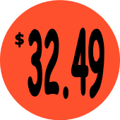 "$32.49" Price Sticker / Labels with 500 large 1-1/8" Round (Red) labels per roll from $5.59* EA in 5 Pack.
