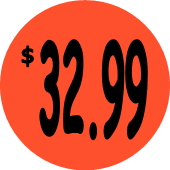 "$32.99" Price Sticker / Labels with 500 large 1-1/8" Round (Red) labels per roll from $5.59* EA in 5 Pack.