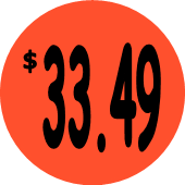 "$33.49" Price Sticker / Labels with 500 large 1-1/8" Round (Red) labels per roll from $5.59* EA in 5 Pack.
