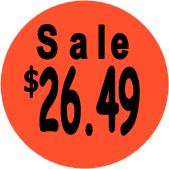 "$26.49 w/SALE heading" Price Sticker / Labels with 500 large 1-1/8" Round (Red) labels  per roll from $5.59* EA in 5 Pack.