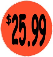 500 Labels 1.25 Round BRIGHT RED $1.00 Retail Price Point Pricing
