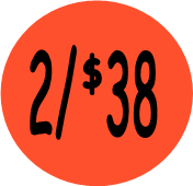 "2/$38" Price Sticker / Labels with 500 large 1-1/8" Round (Red) labels per roll from $5.59* EA in 5 Pack.