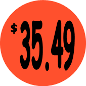 "$35.49" Price Sticker / Labels with 500 large 1-1/8" Round (Red) labels per roll from $5.59* EA in 5 Pack.