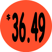 "$36.49" Price Sticker / Labels with 500 large 1-1/8" Round (Red) labels per roll from $5.59* EA in 5 Pack.