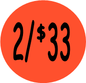 "2/$33" Price Sticker / Labels with 500 large 1-1/8" Round (Red) labels per roll from $5.59* EA in 5 Pack.
