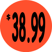 "$38.99" Price Sticker / Labels with 500 large 1-1/8" Round (Red) labels per roll from $5.59* EA in 5 Pack.