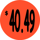 "$40.49" Price Sticker / Labels with 500 large 1-1/8" Round (Red) labels per roll from $5.59* EA in 5 Pack.