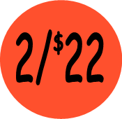 "2/$22" Price Sticker / Labels with 500 large 1-1/8" Round (Red) labels per roll from $5.59* EA in 5 Pack.