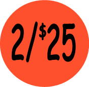 "2/$25" Price Sticker / Labels with 500 large 1-1/8" Round (Red) labels per roll from $5.59*