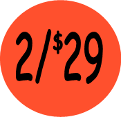 "2/$29" Price Sticker / Labels with 500 large 1-1/8" Round (Red) labels per roll from $5.59*