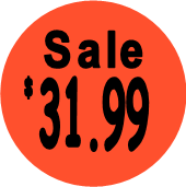 "$31.99 w/SALE heading" Price Sticker / Labels with 500 large 1-1/8" Round (Red) labels  per roll from $5.59* EA in 5 Pack.