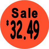 "$32.49 w/SALE heading" Price Sticker / Labels with 500 large 1-1/8" Round (Red) labels  per roll from $5.59* EA in 5 Pack.