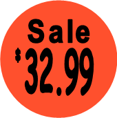 "$32.99 w/SALE heading" Price Sticker / Labels with 500 large 1-1/8" Round (Red) labels  per roll from $5.59* EA in 5 Pack.