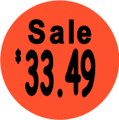 "$33.49 w/SALE heading" Price Sticker / Labels with 500 large 1-1/8" Round (Red) labels  per roll from $5.59* EA in 5 Pack.