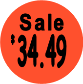 "$34.49 w/SALE heading" Price Sticker / Labels with 500 large 1-1/8" Round (Red) labels  per roll from $5.59* EA in 5 Pack.