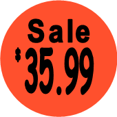 "$35.99 w/SALE heading" Price Sticker / Labels with 500 large 1-1/8" Round (Red) labels  per roll from $5.59* EA in 5 Pack.