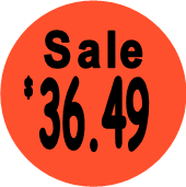 "$36.49 w/SALE heading" Price Sticker / Labels with 500 large 1-1/8" Round (Red) labels  per roll from $5.59* EA in 5 Pack.