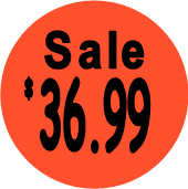 "$36.99 w/SALE heading" Price Sticker / Labels with 500 large 1-1/8" Round (Red) labels  per roll from $5.59* EA in 5 Pack.