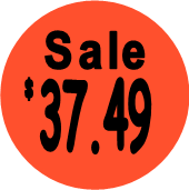 "$37.49 w/SALE heading" Price Sticker / Labels with 500 large 1-1/8" Round (Red) labels  per roll from $5.59* EA in 5 Pack.