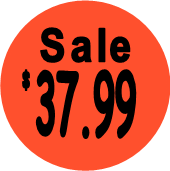 "$37.99 w/SALE heading" Price Sticker / Labels with 500 large 1-1/8" Round (Red) labels  per roll from $5.59* EA in 5 Pack.