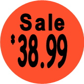 "$38.99 w/SALE heading" Price Sticker / Labels with 500 large 1-1/8" Round (Red) labels  per roll from $5.59* EA in 5 Pack.