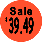 "$39.49 w/SALE heading" Price Sticker / Labels with 500 large 1-1/8" Round (Red) labels  per roll from $5.59* EA in 5 Pack.