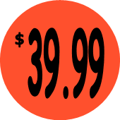 "$39.99" Price Sticker / Labels with 500 large 1-1/8" Round (Red) labels per roll from $5.59* EA in 5 Pack.