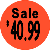 "$40.99 w/SALE heading" Price Sticker / Labels with 500 large 1-1/8" Round (Red) labels  per roll from $5.59* EA in 5 Pack.