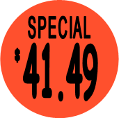 "$41.49 w/SPECIAL heading" Price Sticker / Labels with 500 large 1-1/8" Round (Red) labels  per roll from $5.59* EA in 5 Pack.