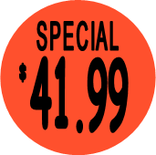 "$41.99 w/SPECIAL heading" Price Sticker / Labels with 500 large 1-1/8" Round (Red) labels  per roll from $5.59* EA in 5 Pack.