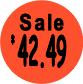 "$42.49 w/SALE heading" Price Sticker / Labels with 500 large 1-1/8" Round (Red) labels  per roll from $5.59* EA in 5 Pack.