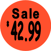 "$42.99 w/SALE heading" Price Sticker / Labels with 500 large 1-1/8" Round (Red) labels  per roll from $5.59* EA in 5 Pack.