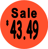 "$43.49 w/SALE heading" Price Sticker / Labels with 500 large 1-1/8" Round (Red) labels  per roll from $5.59* EA in 5 Pack.