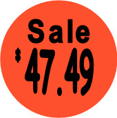 "$47.49 w/SALE heading" Price Sticker / Labels with 500 large 1-1/8" Round (Red) labels  per roll from $5.59* EA in 5 Pack.