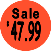 "$47.99 w/SALE heading" Price Sticker / Labels with 500 large 1-1/8" Round (Red) labels  per roll from $5.59* EA in 5 Pack.