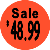 "$48.99 w/SALE heading" Price Sticker / Labels with 500 large 1-1/8" Round (Red) labels  per roll from $5.59* EA in 5 Pack.