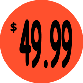 "$49.99" Price Sticker / Labels with 500 large 1-1/8" Round (Red) labels per roll from $5.59* EA in 5 Pack.