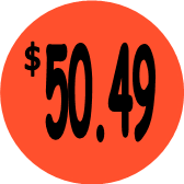"$50.49" Price Sticker / Labels with 500 large 1-1/8" Round (Red) labels per roll from $5.59* EA in 5 Pack.