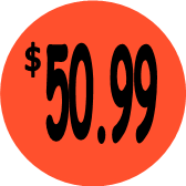 "$50.99" Price Sticker / Labels with 500 large 1-1/8" Round (Red) labels per roll from $5.59* EA in 5 Pack.