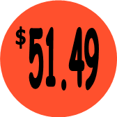 "$51.49" Price Sticker / Labels with 500 large 1-1/8" Round (Red) labels per roll from $5.59* EA in 5 Pack.