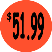 "$51.99" Price Sticker / Labels with 500 large 1-1/8" Round (Red) labels per roll from $5.59* EA in 5 Pack.
