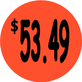 "$53.49" Price Sticker / Labels with 500 large 1-1/8" Round (Red) labels per roll from $5.59* EA in 5 Pack.