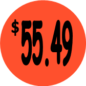 "$55.49" Price Sticker / Labels with 500 large 1-1/8" Round (Red) labels per roll from $5.59* EA in 5 Pack.