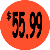 "$55.99" Price Sticker / Labels with 500 large 1-1/8" Round (Red) labels per roll from $5.59* EA in 5 Pack.