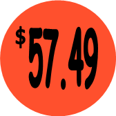 "$57.49" Price Sticker / Labels with 500 large 1-1/8" Round (Red) labels per roll from $5.59* EA in 5 Pack.
