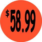 "$58.99" Price Sticker / Labels with 500 large 1-1/8" Round (Red) labels per roll from $5.59* EA in 5 Pack.