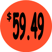"$59.49" Price Sticker / Labels with 500 large 1-1/8" Round (Red) labels per roll from $5.59* EA in 5 Pack.