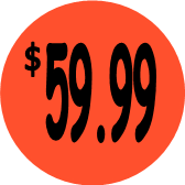 "$59.99" Price Sticker / Labels with 500 large 1-1/8" Round (Red) labels per roll from $5.59* EA in 5 Pack.